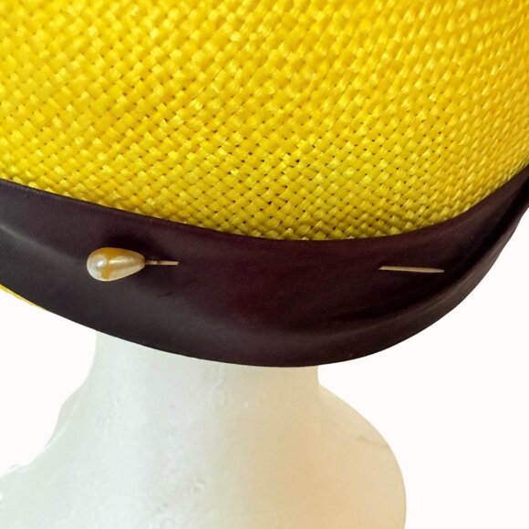 Mr Charles Yellow Feather Hat Fascinator VTG Retro Church Tea Party 50s Style main image 9